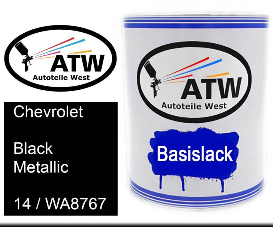 Chevrolet, Black Metallic, 14 / WA8767: 1L Lackdose, von ATW Autoteile West.